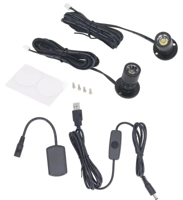 Produktbild von Dimmbarer Mini-Strahler, 5 V, LED, 1 bis 2 Strahler mit Dimmer, für Schmuck, Schrank, Veranda, Schwarz, warmes Licht