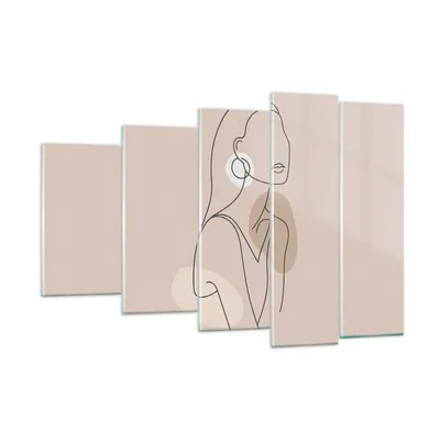 Produktbild von Bilder auf glas - 5 Teile - Stück Linie Frau - 150x100cm - Glasbilder - Wandbilder - Bilder - zum Aufhängen bereit - Wanddekoration aus Glas - Glas Bilder - Wandbild auf Glas - GEG150x100-4766