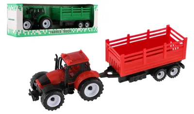 Obrázok produktu pre Traktor s prívesom z plastu, 28 cm, 2 farby v krabici