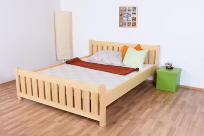Produktbild von Doppelbett / Gästebett Kiefer massiv Vollholz natur 65, inkl. Lattenrost - 160 x 200 cm