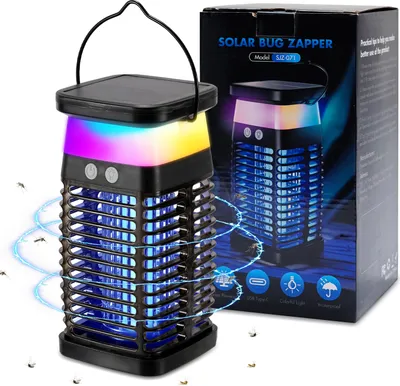 Produktbild von Peviasot 3 in 1 Solar Elektrischer Insektenvernichter UV Licht Mückenlampe Mit RGB-Licht 4W Insektenfalle Insektenlampe Mückenvernichter Fliegenfalle Moskito