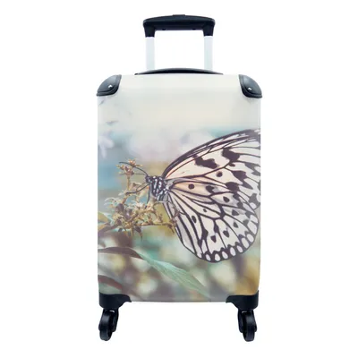 Produktbild von MuchoWow® Koffer Handgepäck Trolley Rollkoffer Kleine Reisekoffer mit 4 Rollen - Schmetterling - Blumen - Frühling - Cabin Size < 55x40x23 cm & 55x40x20 cm - Fotokoffer - Kabinenkoffer - Boardgepäck - Reise-Box - Reisekoffer - Reisegepäck - Koffer mit Bild - Trolley für Kinder
