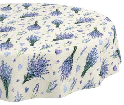 Produktbild von Tischdecke 120x120cm Rund Lila abwaschbar Baumwolloptik Lavendel Lila wetterfest Schnittkante