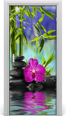 Produktbild von Tulup Türaufkleber 95x205 cm Dekorative Aufkleber Selbstklebend Wasserdichte Tapete Abnehmbar Schlafzimmer Wohnzimmer Wohnkultur - Orchideen und Bambus