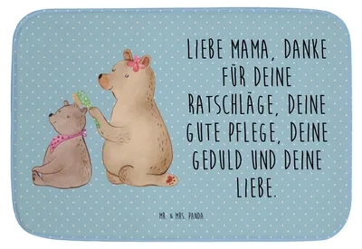 Produktbild von Mr. & Mrs. Panda Badteppich Bär Kind - Blau Pastell - Geschenk, Mutter, Muttertag, Badematte, Badvorleger, Familie, Duschvorleger, badezimmervorleger, Badezimmerteppich