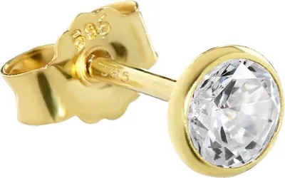 Produktbild von Single Ohrstecker Echt Gold 585er 4,5mm Cubic Zirkonia Damen Herren Kinder 1748