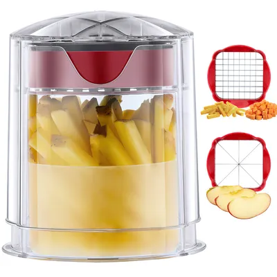 Produktbild von Gemüseschneider, Pommesschneider, Professioneller Kartoffelschneider mit 2 Edelstahl Klinge, Pommes Schneider für Kartoffeln Karotten, Obstschneider