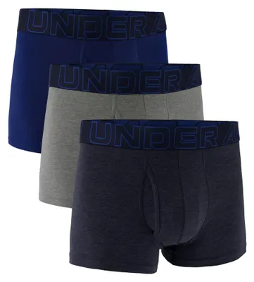 Produktbild von UNDER ARMOUR Herren Boxershorts, 3er Pack - Performance Baumwolle Trunks - Solid 3 in, Stretch, Baumwollmischung Dunkelblau/Grau XL