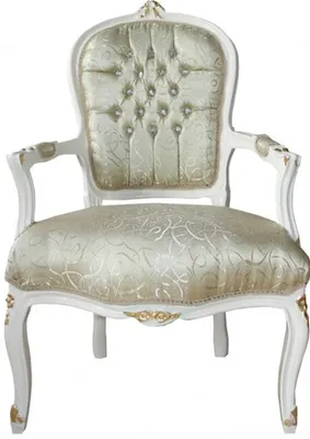 Produktbild von Casa Padrino Barock Salon Stuhl Mod1 Creme / Gold mit Bling Bling Glitzersteinen