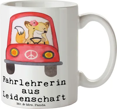 Produktbild von Mr. & Mrs. Panda Tasse Fahrlehrerin Leidenschaft - Weiß - Geschenk, Motivtasse, Trinkbecher, Fahrschule, Lustig, Spruch, Kaffeetasse, Beruf, Witzig, Becher, Kaffeebecher