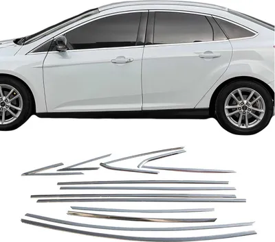 Productafbeelding van OMAC Sier- en beschermstrip voor deurruit, raamkozijn, model 2608146, voor het plaatsen of vervangen van ramen, geschikt voor FORD FOCUS III Hatchback, gemaakt van roestvrij staal, voor Ford Focus Notchback