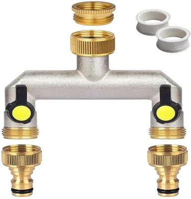 Produktbild von Bronze-Gartenschlauchverteiler 2-Wege-Hahn-Adapter