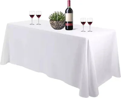 Obrázok produktu pre Obdĺžniková obrus z polyesteru, 229 x 335 cm, biela, hladká, prateľná