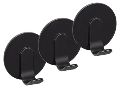 Produktbild von WENKO Turbo-Loc® Wandhaken Uno Mod. Bivio Black matt, 3er Set, aus Aluminium