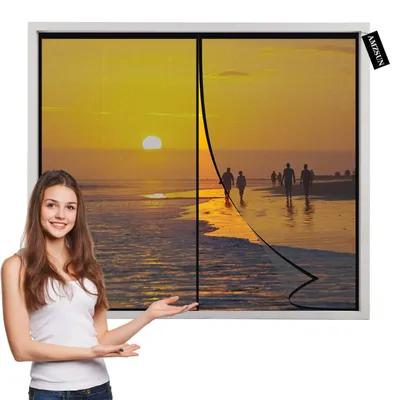 Produktbild von Magnet Fliegengitter Fenster Insektenschutz Schwarz 110x130cm mit Klebemontage