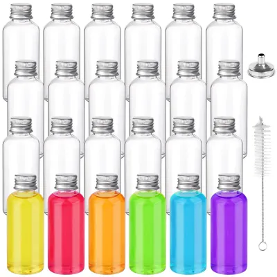 24 Mini-Shotflaschen 60 ml mit Deckeln, Kunststoff, wiederverwendbar
