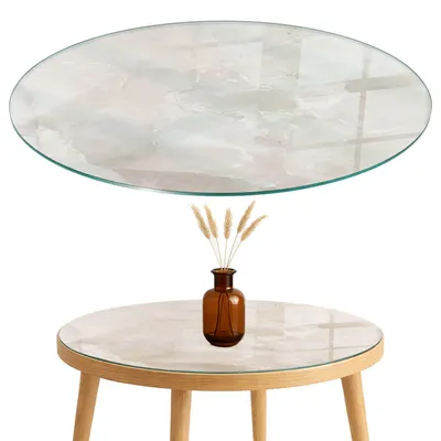Produktbild von Glasplatte Tisch – Esstischplatte Glas – Tischplatte Glas – Glasarbeitsplatte Tisch – Glasplatte Esstisch – Pflegeleicht – Witterungsbeständig – fi80 cm – Marmorstrukturmuster