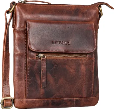 Produktbild von ROYALZ "Florence" Moderne flache Lederhandtasche Damen Echtleder klein Umhängetasche flach elegante Vintage Handtasche Schultertasche