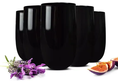 Produktbild von Set mit 6 schwarzen Trinkgläsern – 420 ml – für Wasser und Cocktails