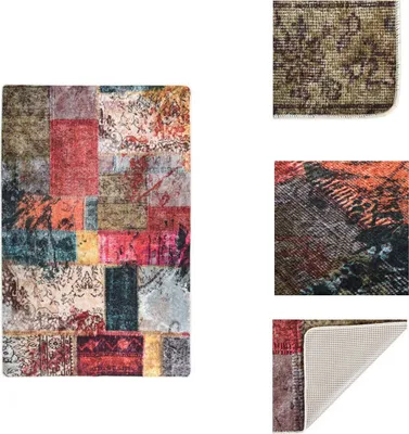 Produktbild von vidaXL Teppich Waschbar Patchwork 80x150 cm Mehrfarbig Rutschfest -  Teppiche