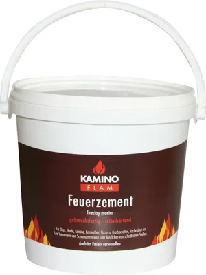 Produktbild von Kamino Flam Feuerzement 3kg S Eimer - Hitzebeständig bis 1000 °C, für Öfen, Herde, Kamine, Kaminöfen, Pizza- und Brotbacköfen, Kachelöfen