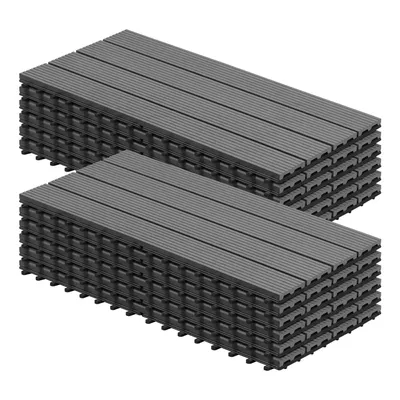 Produktbild von WOLTU 12er-Set WPC Terrassenfliesen Terrassendielen Holz-Optik 30x60cm, Fliese Bodenfliese Klickfliese Bodenbelag Hellgrau