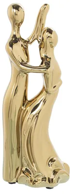 Abstrakte Tänzerfigur aus Keramik, gold, 31 cm hoch