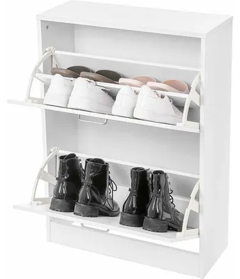 Image de Armoire à chaussures pour 12 paires – Étagère à chaussures en bois