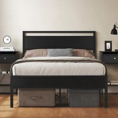 Bett 120x200 cm, Metallbett mit Lattenrost, schwarz, 590 kg Belastbarkeit
