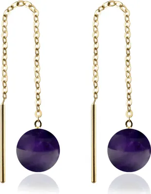 Produktbild von 333 Gelbgold Durchzieher Ohrringe mit Amethyst