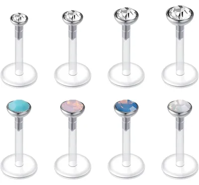 Produktbild von Ohrstecker Lippenpiercing 16G 1.2x8mm Acryl UV Flexibel für Schule Knorpel Tragus Labret Schmuck