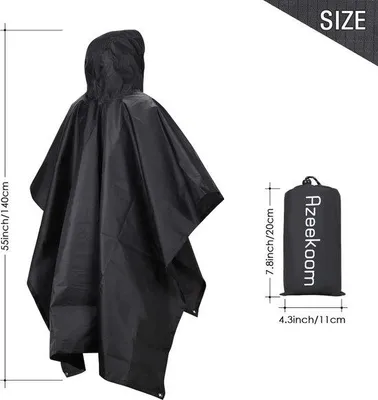 Produktbild von Famanu Regenponcho 3 in 1 - Wasserdicht, tragbar, uni