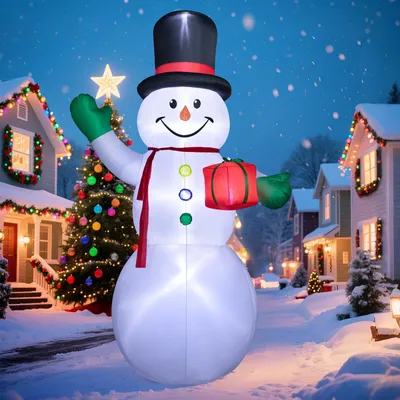 Aufblasbarer Weihnachts-Schneemann mit LED, 4,27 m, für den Außenbereich