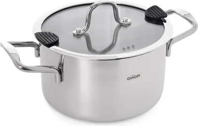 Obrázok produktu pre Orion | Kastról so sklenenou pokrievkou - 22 cm - 4,3 l - Hrniec z nehrdzavejúcej ocele - Vhodný na indukciu - Vhodné do umývačky riadu - VENICE