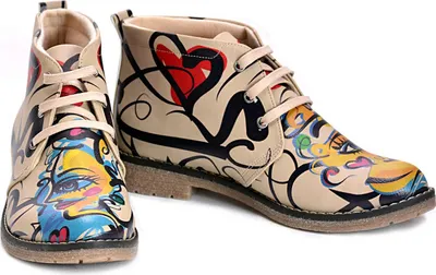 Produktbild von Goby Love Stiefelette - Handgefertigte Vegane Damenstiefel Mit Druck - Bequemes Design - Hochwertige langlebige Mehrfarbige Lackierung - Strapazierfähigkeit im Freien