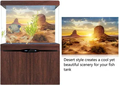 Produktbild von Aquarien-Deko PVC-Aquarium-Hintergrundposter, Wüstenthema, selbstklebend, Terrarium-Dekoration, 122 x 61 cm