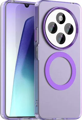 A close-up of a phone case with a purple design.