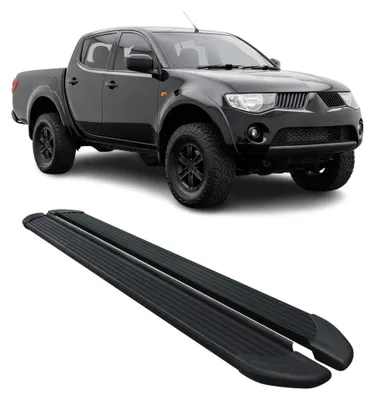 Image de Marchepieds Latéraux pour Mitsubishi L200 Double Cab 2005-2014 Alu Noir L2 2Pcs