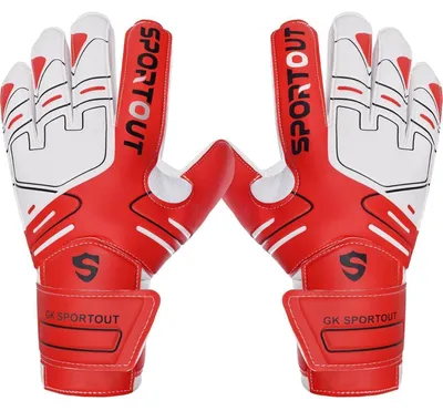 Immagine prodotto di Guanti da portiere con protezione per le dita, antiscivolo, in lattice da 4 mm, per bambini e adulti, colore rosso, taglia 5