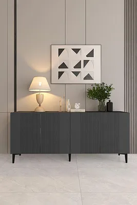 Produktbild von Skye Decor, Hochwertiger Konsolentisch Anthrazit, 150 cm, 100% Melamin, 3 Regale