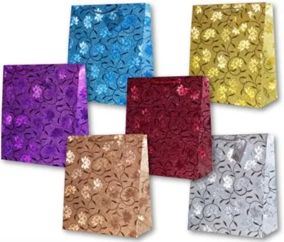 Produktbild von Dekorative Tasche mit Goldglitter PL-6, mittelgroß, Mix – Panorama