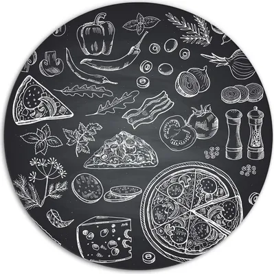 Produktbild von Glas-Herdabdeckplatten Glaskeramikkochfeld-Abdeckung Spritzschutz Glas Runden Schneidebrett fi40 cm - Pizza Motive