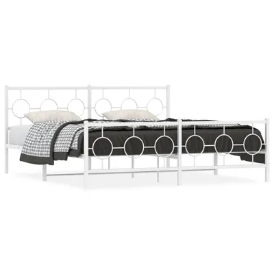 Zdjęcie produktu dla vidaXL Rama łóżka z wezgłowiem i podnóżkiem metalowa biała 180x200 cm