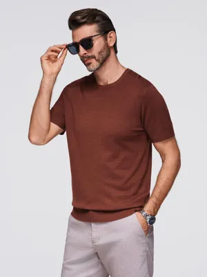 Obrázok produktu pre Ombre Clothing Pánske tričko s krátkym rukávom Chaize hnedá XL