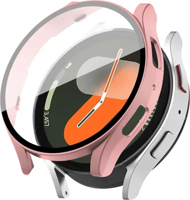Produktbild von 360 Grad Smartwatch Hülle für Samsung Galaxy Watch7 44 mm mit Displayschutz Case Watch Cover Bumper Rundum Schutzhülle Uhr Bildschirmschutz Rosegold