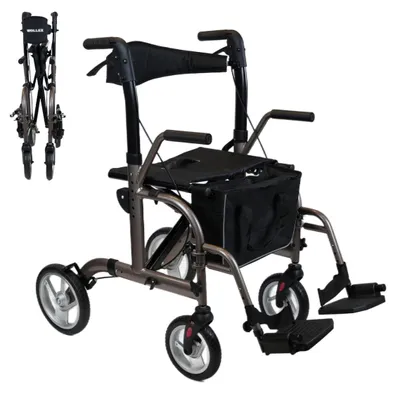 Produktbild von SmartWalker 2-in-1 Rollator mit Rollstuhlfunktion & Fußstützen, faltbar