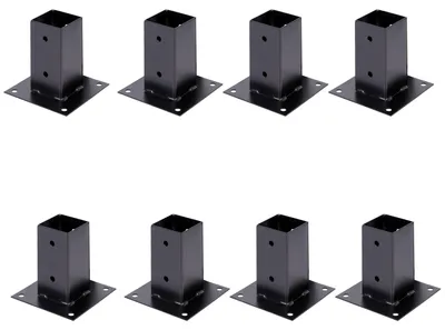 Produktbild von Alberts 8 x Aufschraubhülse für Vierkantholzpfosten, 71x71 mm, verzinkt, schwarz kunststoffbeschichtet, Topfhöhe 150 mm