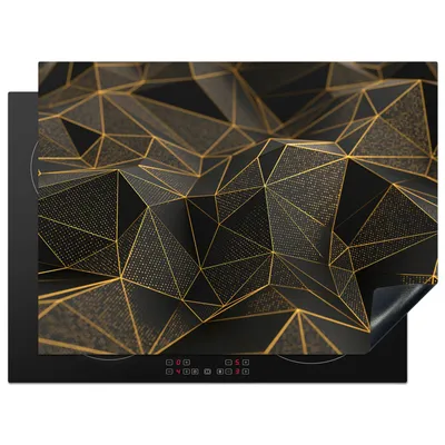 Produktbild von KitchenYeah© Herdabdeckplatte Abstrakt - Gold - 3D - Luxus - Kunst , 71x52cm, Küche Deko, Glaskeramikkochfeld Herdabdeckung, Abdeckplatte fùr Kochfeld