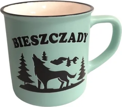 Image de Montagnes des Bieszczady. Tasse en céramique, 400 ml. Vert menthe.