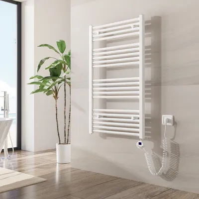 Image de Radiateur de salle de bain Heilmetz électrique 500 W, 100 x 60 cm, radiateur sèche-serviettes, séchoir à serviettes, radiateur chauffe-serviettes, blanc